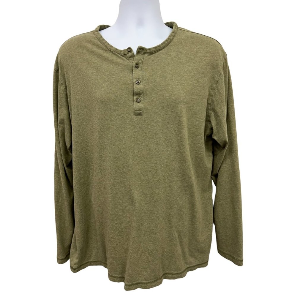 Patagonia Organic Cotton Long Sleeve Henley Pullover Men's Gray Green Size XL